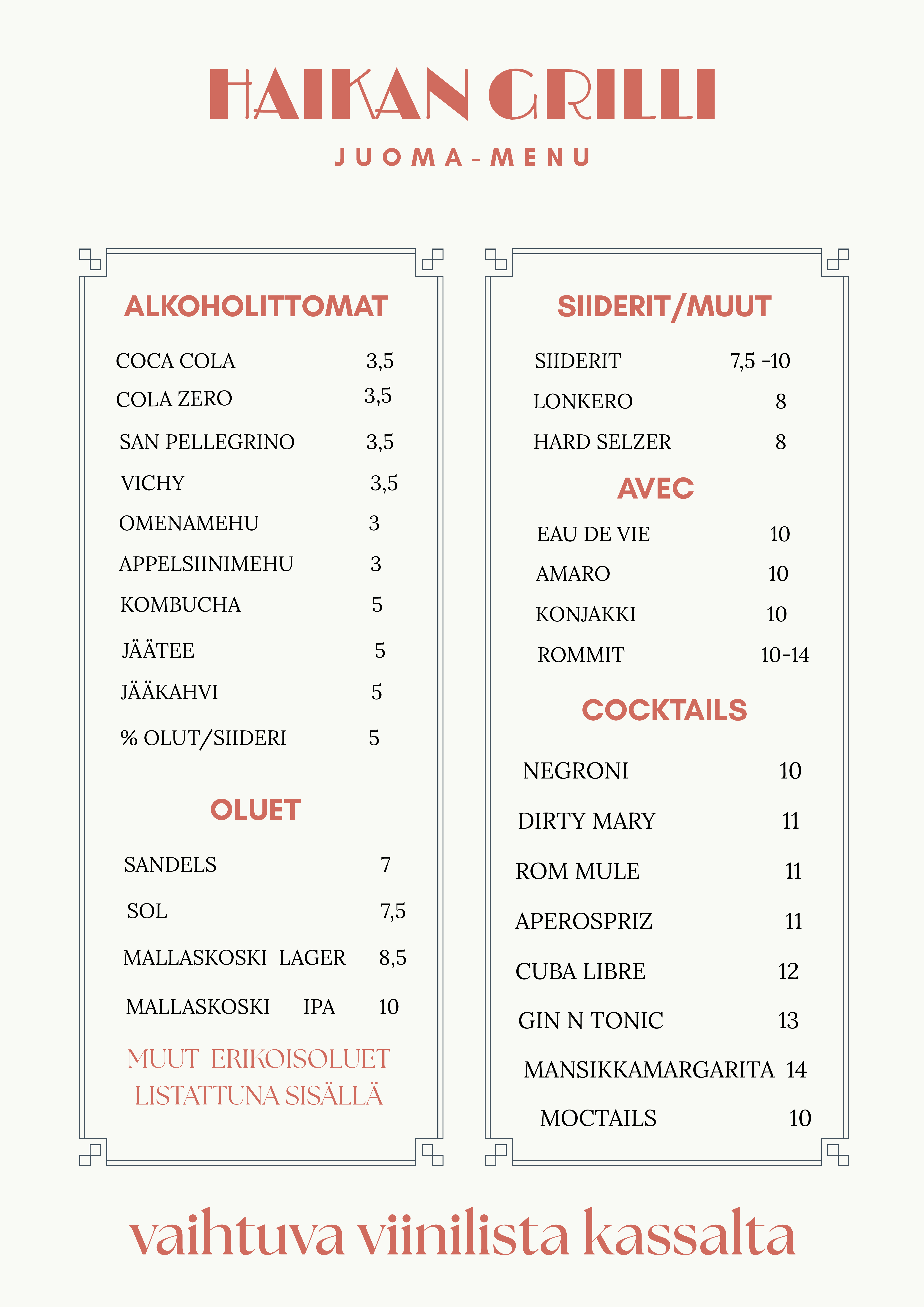 juoma menu