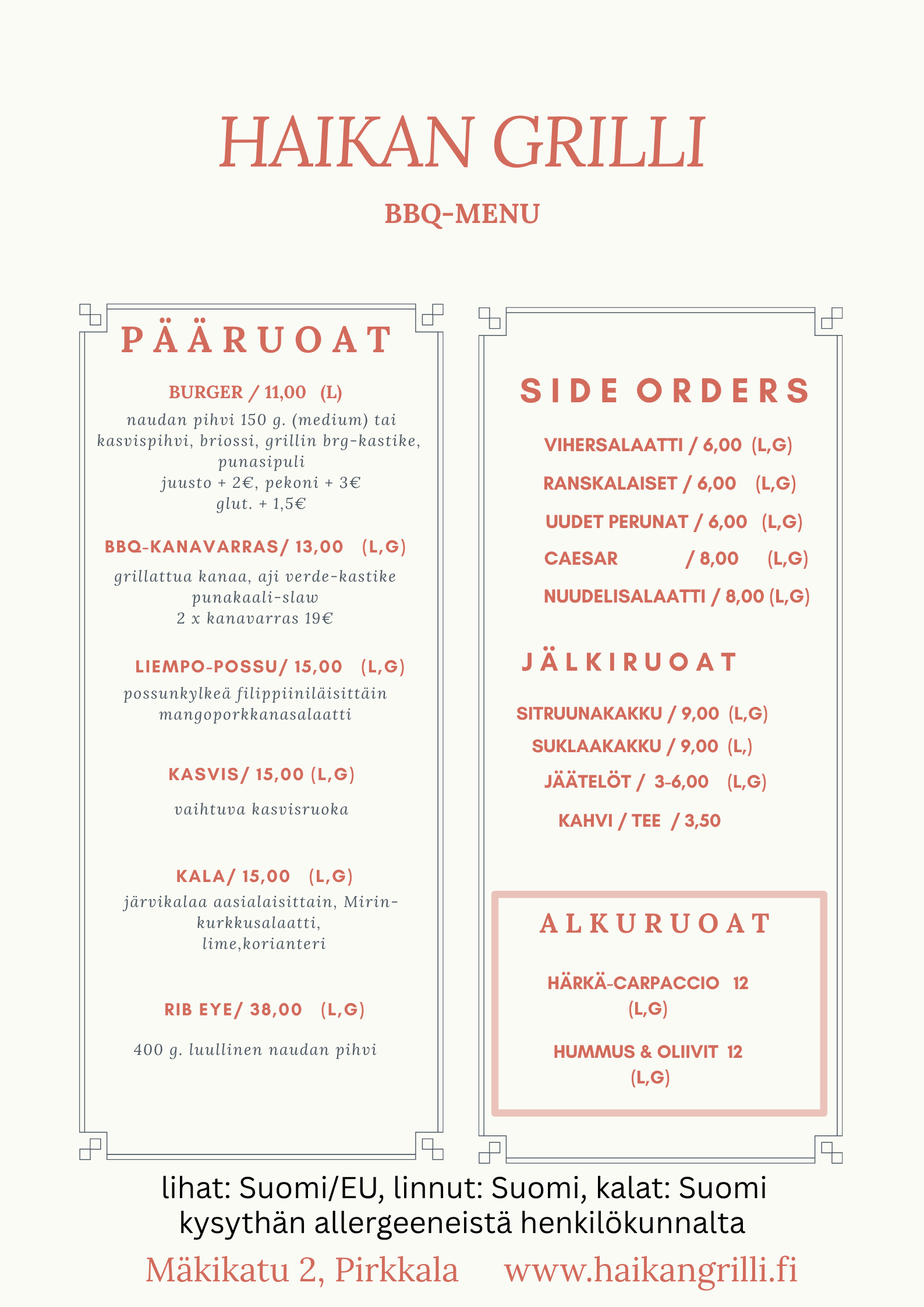 bbq menu