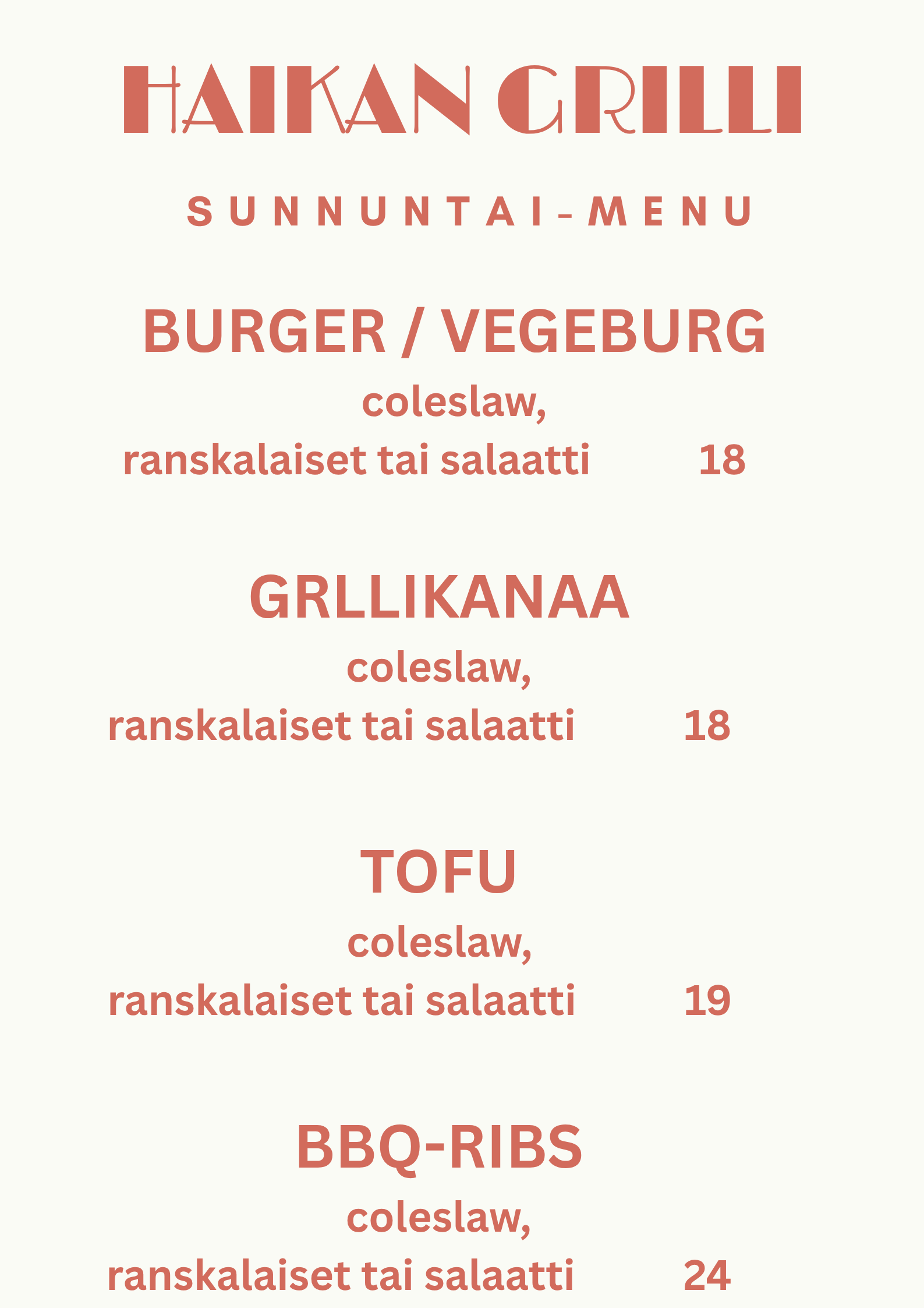 sunnuntai menu